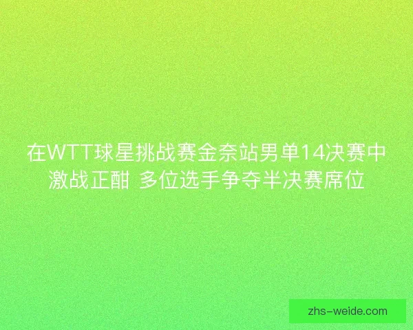 在WTT球星挑战赛金奈站男单14决赛中激战正酣 多位选手争夺半决赛席位